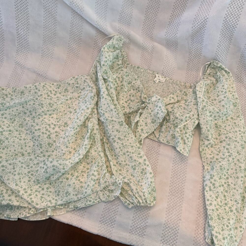 new anthropologie mable floral long sleeve skirt matching set size small S